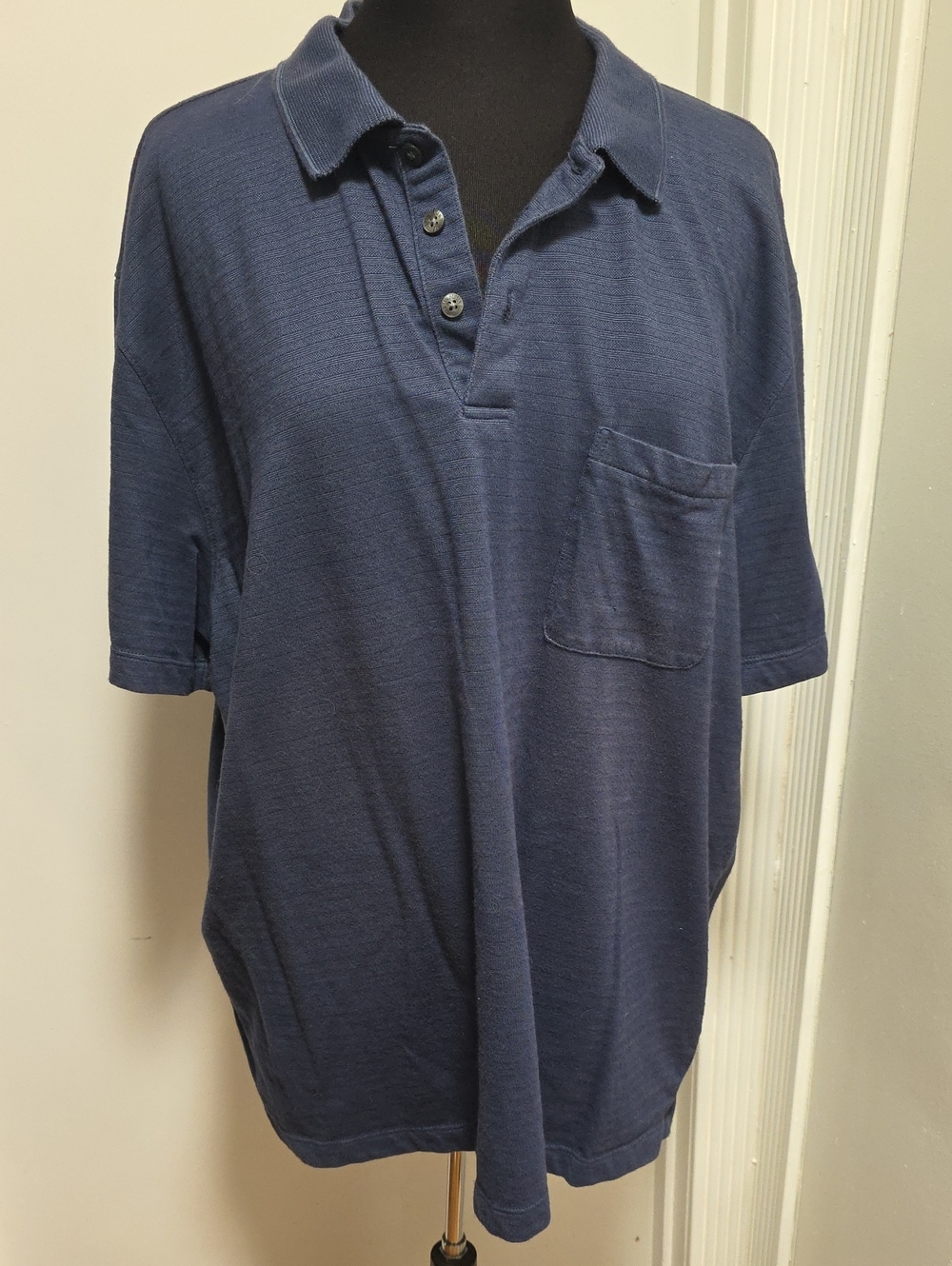 Van Heusen Deep Blue Short-Sleeve Polo with Chest Pocket